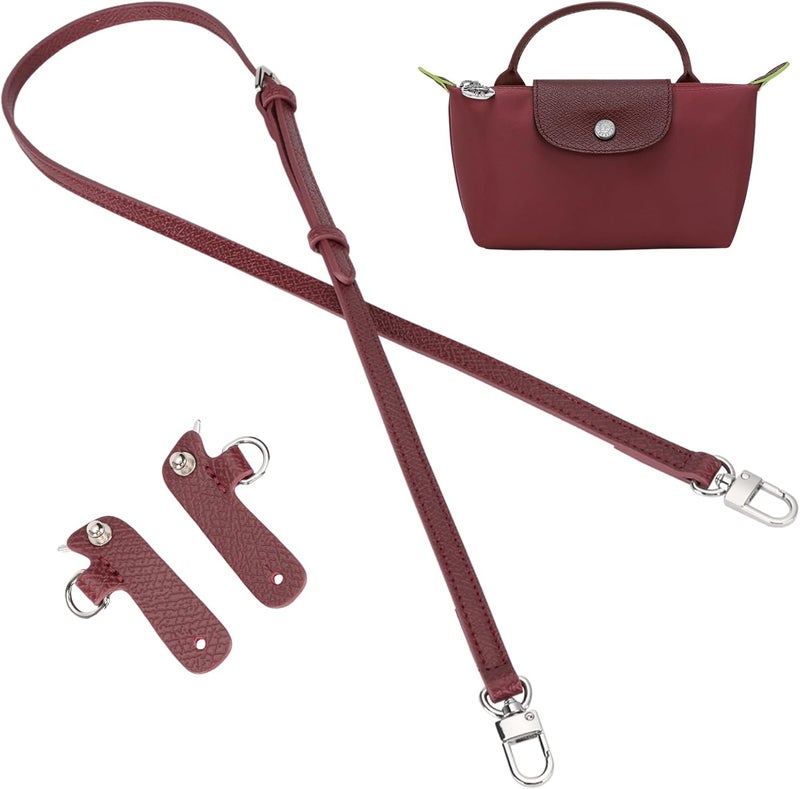 KOMHPS Purse Straps Replacement, Leather Handbag Crossbody Shoulder Strap Kit Adjustable for Mini Longcamp Tote Bag Women - Image 1
